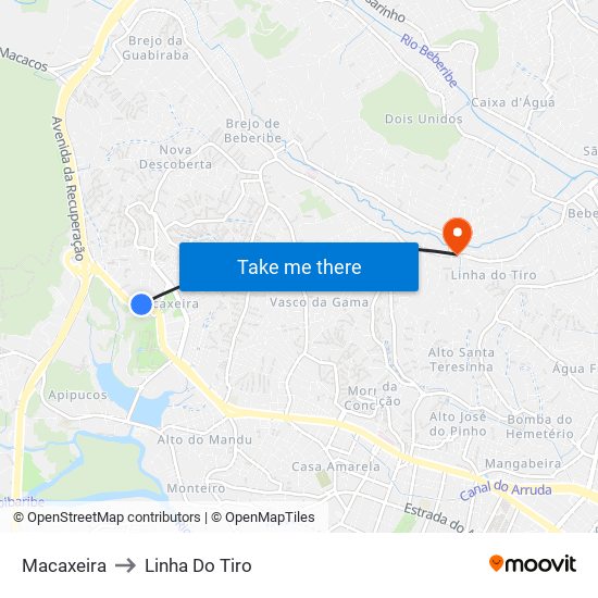 Macaxeira to Linha Do Tiro map