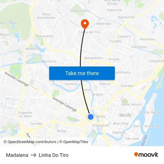 Madalena to Linha Do Tiro map