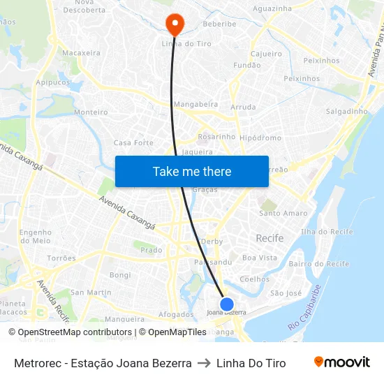 Metrorec - Estação Joana Bezerra to Linha Do Tiro map