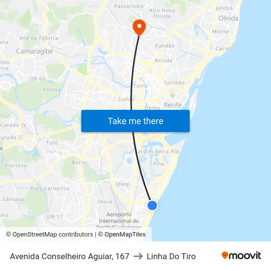 Avenida Conselheiro Aguiar, 167 to Linha Do Tiro map