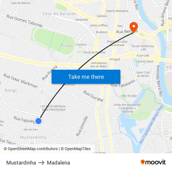 Mustardinha to Madalena map