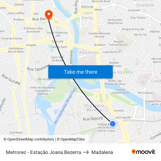 Metrorec - Estação Joana Bezerra to Madalena map