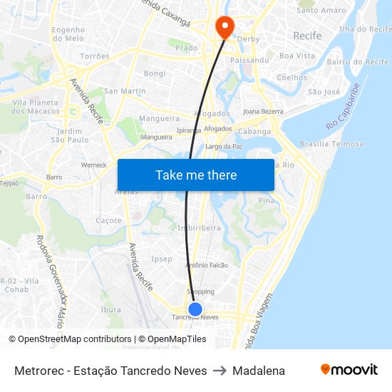 Metrorec - Estação Tancredo Neves to Madalena map