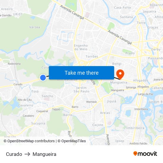 Curado to Mangueira map
