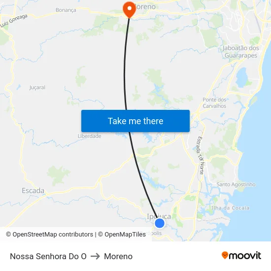 Nossa Senhora Do O to Moreno map