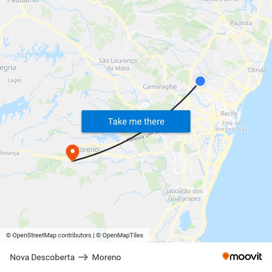 Nova Descoberta to Moreno map