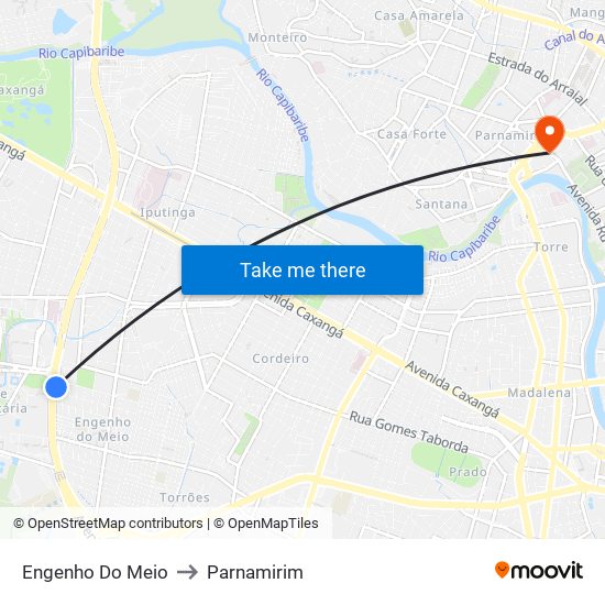 Engenho Do Meio to Parnamirim map