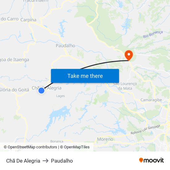 Chã De Alegria to Paudalho map