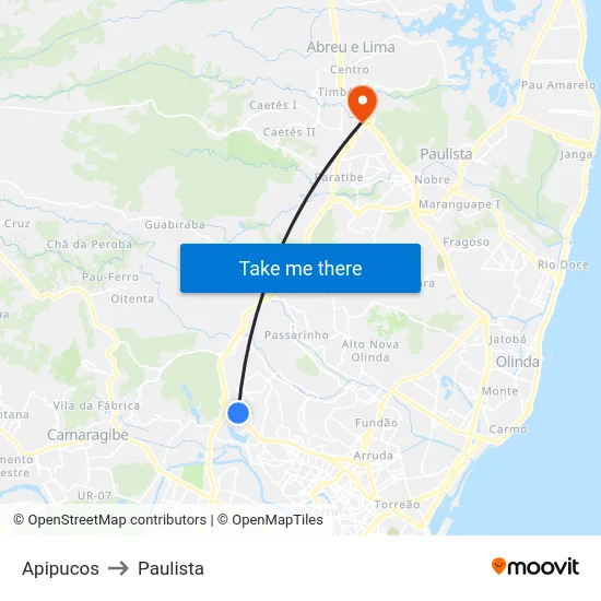 Apipucos to Paulista map