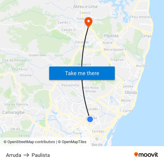 Arruda to Paulista map