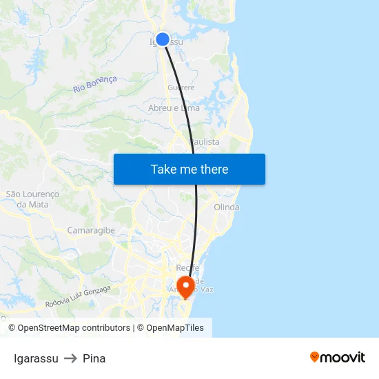 Igarassu to Pina map