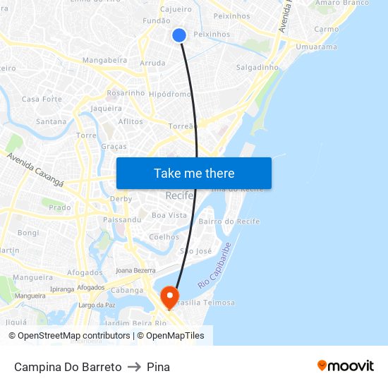 Campina Do Barreto to Pina map