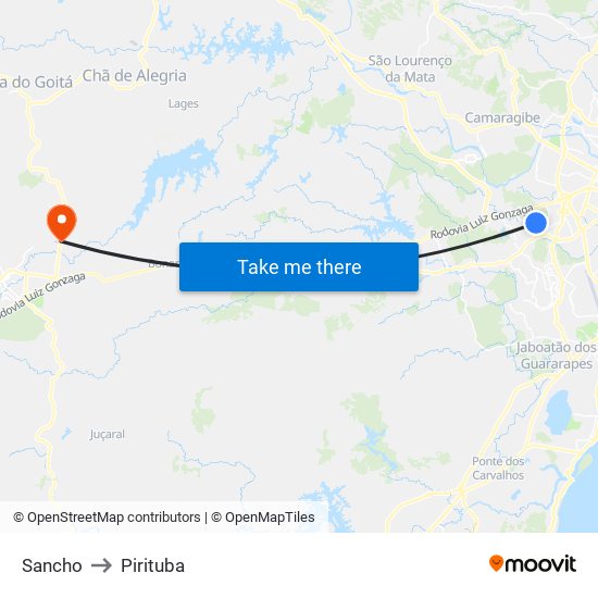 Sancho to Pirituba map