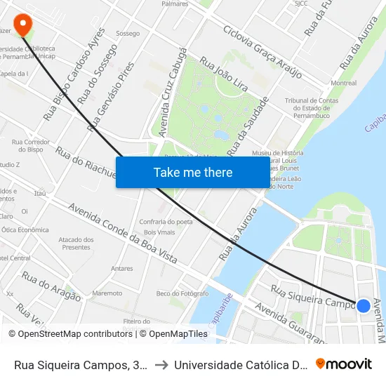 Rua Siqueira Campos, 353 | Santander to Universidade Católica De Pernambuco map