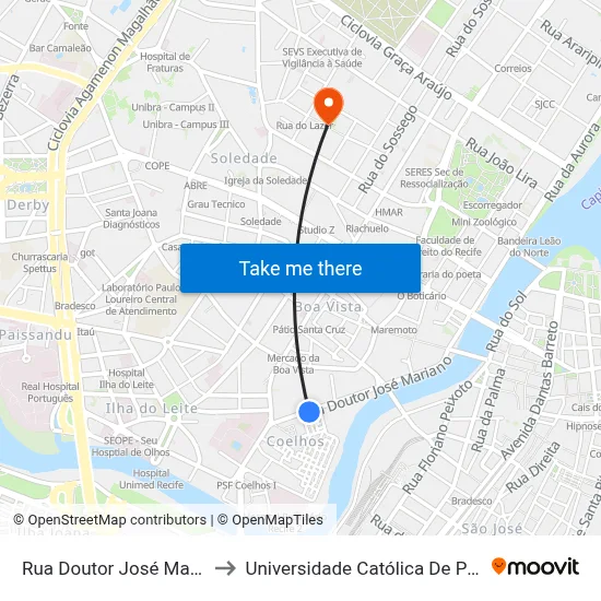 Rua Doutor José Mariano 593 to Universidade Católica De Pernambuco map