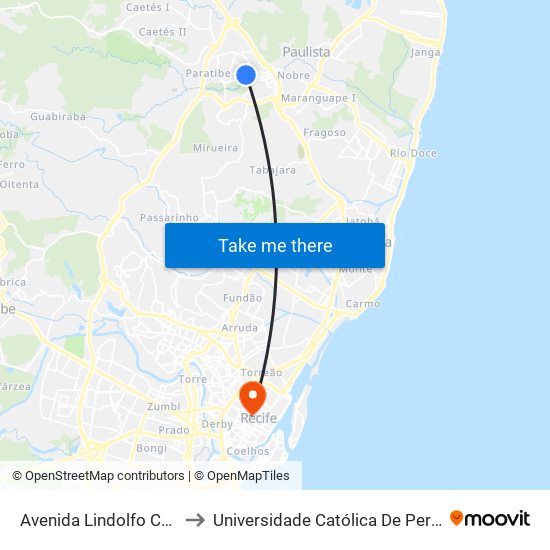 Avenida Lindolfo Collor 25 to Universidade Católica De Pernambuco map