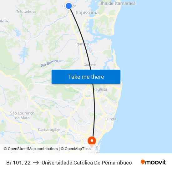 Br 101, 22 to Universidade Católica De Pernambuco map