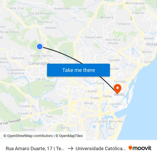Rua Amaro Duarte, 17 | Terminal De Tabatinga to Universidade Católica De Pernambuco map