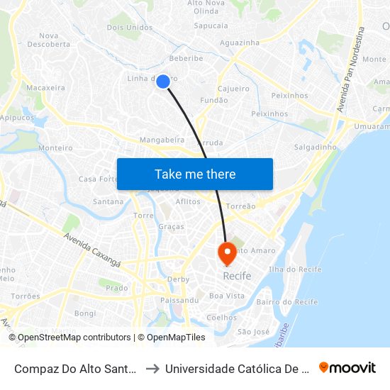 Compaz Do Alto Santa Terezinha to Universidade Católica De Pernambuco map