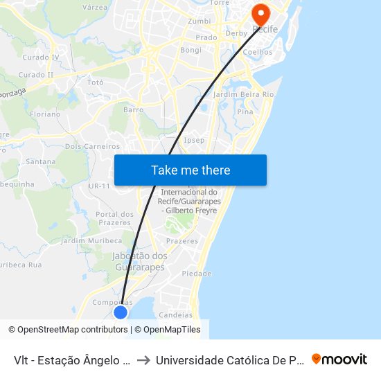 Vlt - Estação Ângelo De Souza to Universidade Católica De Pernambuco map