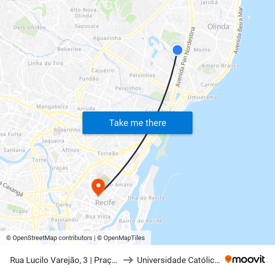 Rua Lucilo Varejão, 3 |  Praça De Ouro Preto Cohab to Universidade Católica De Pernambuco map