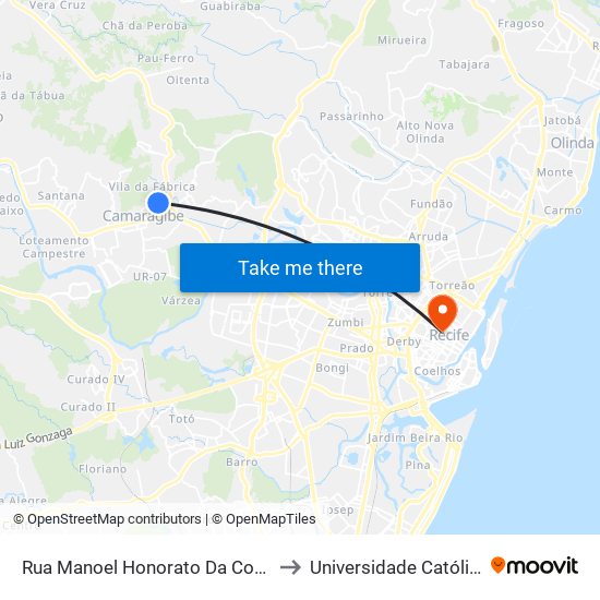 Rua Manoel Honorato Da Costa, 792  | Camará Shopping to Universidade Católica De Pernambuco map