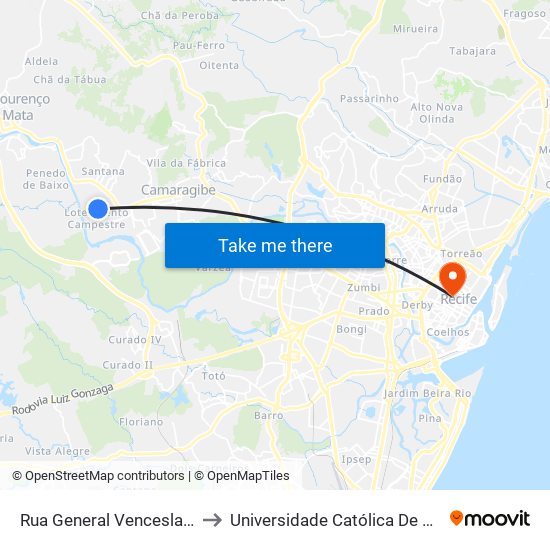 Rua General Venceslau Brás, 69 to Universidade Católica De Pernambuco map