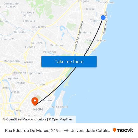 Rua Eduardo De Morais, 219 | Patteo Olinda Shopping to Universidade Católica De Pernambuco map