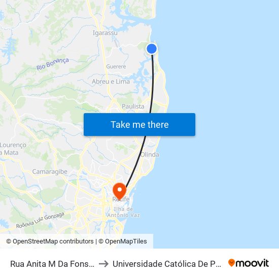 Rua Anita M Da Fonseca, 317 to Universidade Católica De Pernambuco map