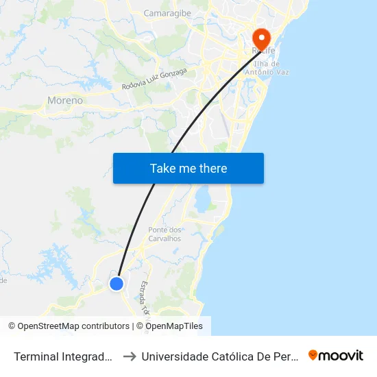 Terminal Integrado Cabo to Universidade Católica De Pernambuco map