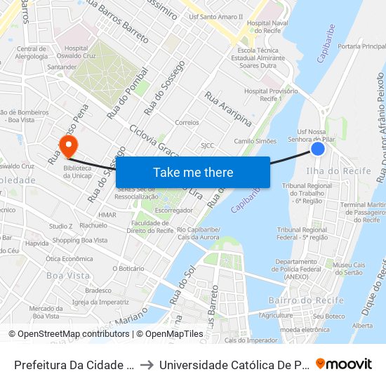 Prefeitura Da Cidade Do Recife to Universidade Católica De Pernambuco map