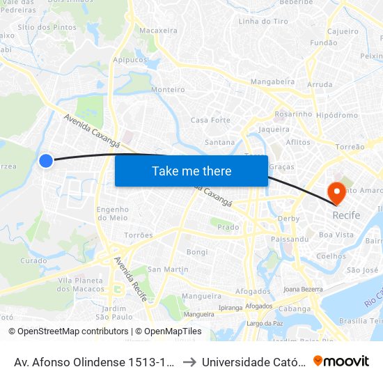 Av. Afonso Olindense 1513-1533 - Várzea Recife - Pe Brasil to Universidade Católica De Pernambuco map