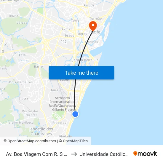 Av. Boa Viagem Com R. S D 1096 - Boa Viagem to Universidade Católica De Pernambuco map
