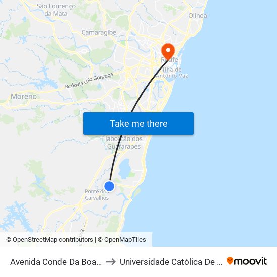 Avenida Conde Da Boa Vista 1018 to Universidade Católica De Pernambuco map