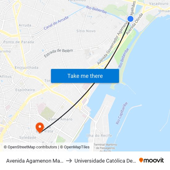 Avenida Agamenon Magalhães 664 to Universidade Católica De Pernambuco map