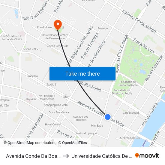 Avenida Conde Da Boa Vista 250b to Universidade Católica De Pernambuco map