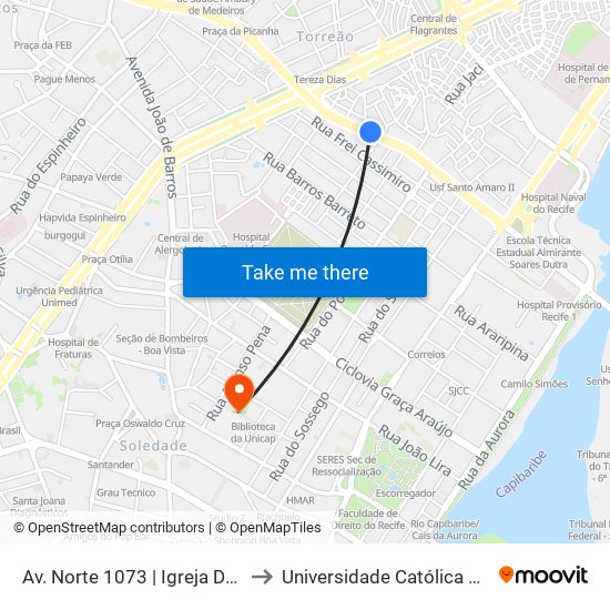 Av. Norte 1073 | Igreja De São Sebastião to Universidade Católica De Pernambuco map