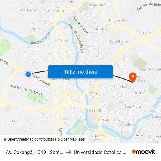 Av. Caxangá, 1049 | Seminovos Localiza to Universidade Católica De Pernambuco map