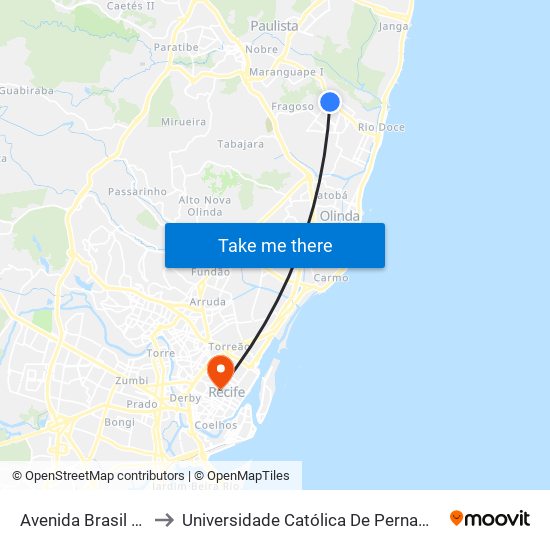 Avenida Brasil 175 to Universidade Católica De Pernambuco map
