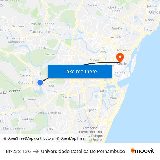 Br-232 136 to Universidade Católica De Pernambuco map
