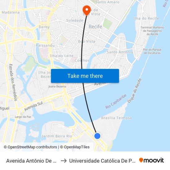 Avenida Antônio De Goes 330 to Universidade Católica De Pernambuco map