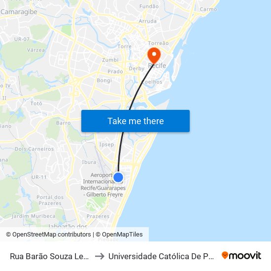Rua Barão Souza Leão, 1295 to Universidade Católica De Pernambuco map