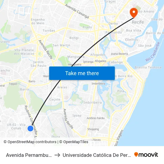 Avenida Pernambuco 279 to Universidade Católica De Pernambuco map