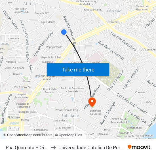 Rua Quarenta E Oito 213 to Universidade Católica De Pernambuco map