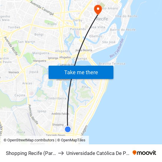 Shopping Recife (Parada 02b) to Universidade Católica De Pernambuco map