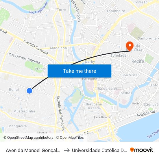 Avenida Manoel Gonçalves Da Luz 141 to Universidade Católica De Pernambuco map