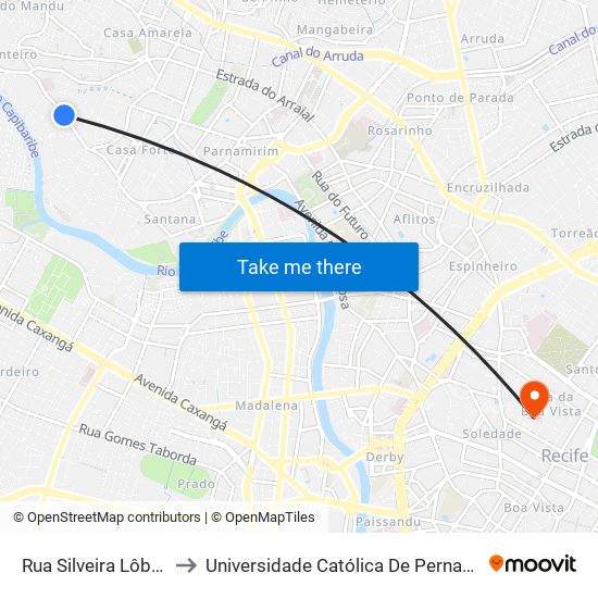 Rua Silveira Lôbo 21 to Universidade Católica De Pernambuco map