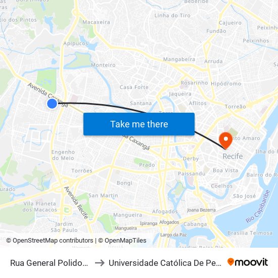 Rua General Polidoro 267b to Universidade Católica De Pernambuco map