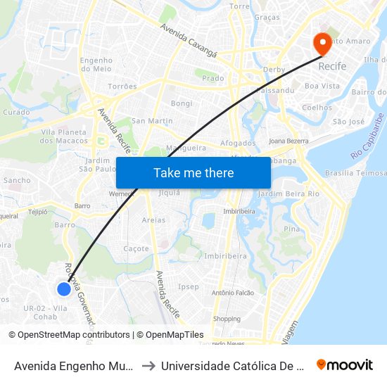 Avenida Engenho Muribara 53a to Universidade Católica De Pernambuco map