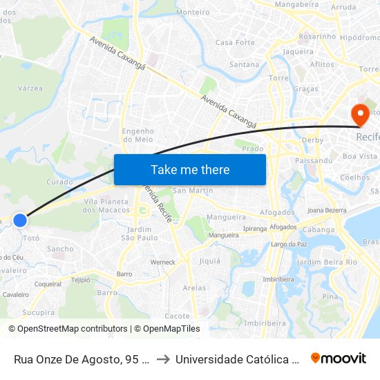 Rua Onze De Agosto, 95 | Ecoponto Totó to Universidade Católica De Pernambuco map